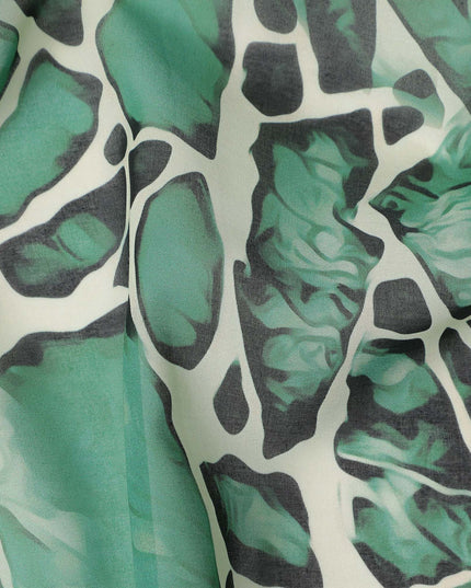 Emerald Green Abstract Stone Pattern Printed Cotton Voile Fabric Soft Lightweight Breathable Dressmaking Craft Fabric 150 Cms Width Indian Origin-D28626 Regal Fabrics