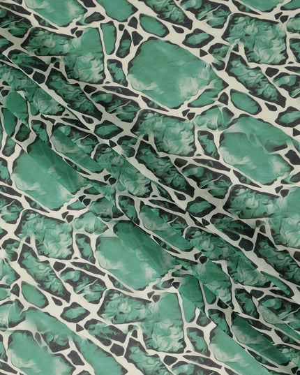 Emerald Green Abstract Stone Pattern Printed Cotton Voile Fabric Soft Lightweight Breathable Dressmaking Craft Fabric 150 Cms Width Indian Origin-D28626 Regal Fabrics