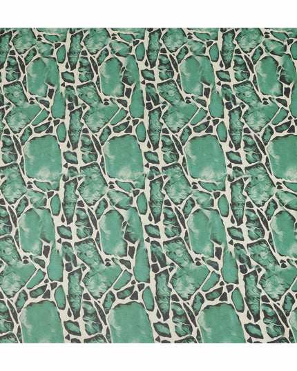 Emerald Green Abstract Stone Pattern Printed Cotton Voile Fabric Soft Lightweight Breathable Dressmaking Craft Fabric 150 Cms Width Indian Origin-D28626 Regal Fabrics