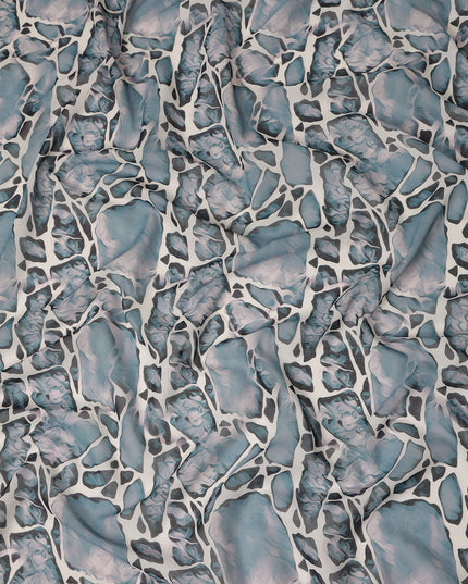 Dusty Blue Abstract Stone Pattern Printed Cotton Voile Fabric Soft Lightweight Breathable Dressmaking Craft Fabric 150 Cms Width Indian Origin-D28627 Regal Fabrics