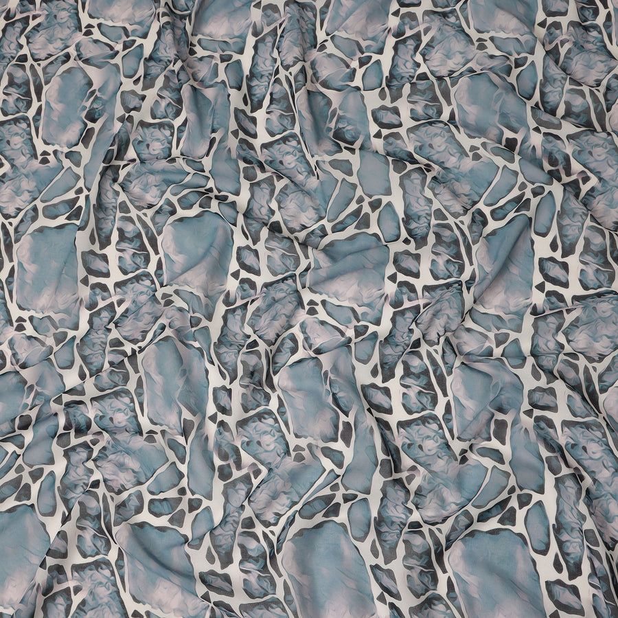 Dusty Blue Abstract Stone Pattern Printed Cotton Voile Fabric Soft Lightweight Breathable Dressmaking Craft Fabric 150 Cms Width Indian Origin-D28627 Regal Fabrics