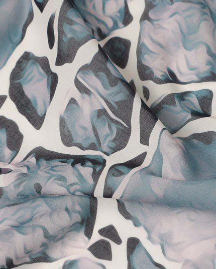 Dusty Blue Abstract Stone Pattern Printed Cotton Voile Fabric Soft Lightweight Breathable Dressmaking Craft Fabric 150 Cms Width Indian Origin-D28627 Regal Fabrics