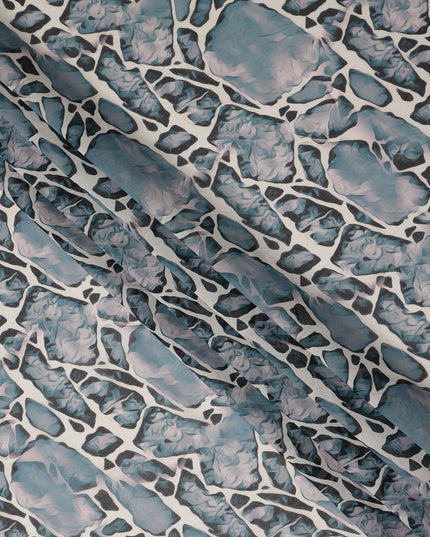 Dusty Blue Abstract Stone Pattern Printed Cotton Voile Fabric Soft Lightweight Breathable Dressmaking Craft Fabric 150 Cms Width Indian Origin-D28627 Regal Fabrics