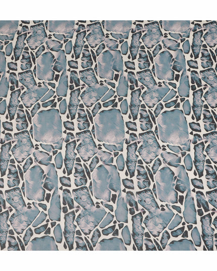 Dusty Blue Abstract Stone Pattern Printed Cotton Voile Fabric Soft Lightweight Breathable Dressmaking Craft Fabric 150 Cms Width Indian Origin-D28627 Regal Fabrics