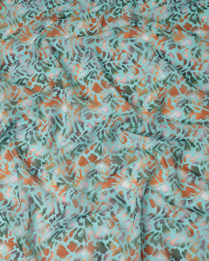 Teal Multicolor Abstract Printed Cotton Voile Fabric Soft Lightweight Breathable Dressmaking Craft Fabric 150 Cms Width Indian Origin-D28620 Regal Fabrics