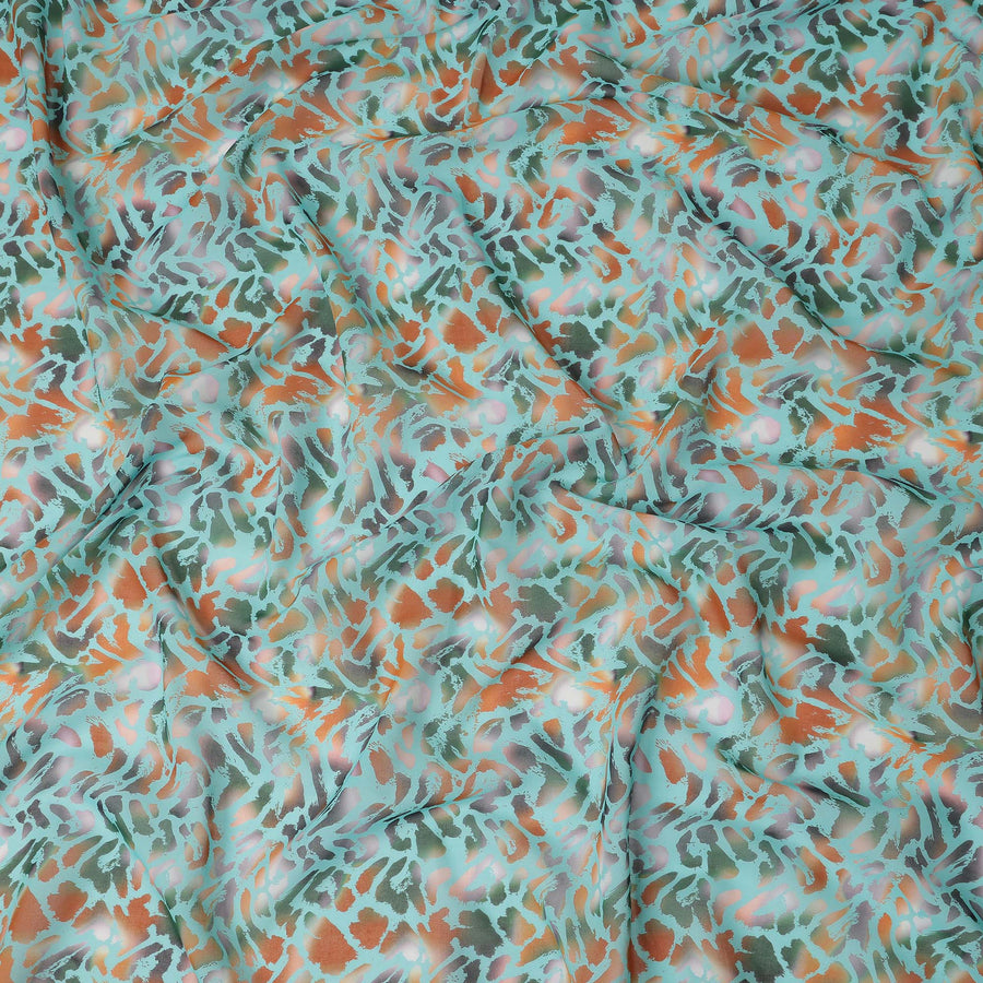 Teal Multicolor Abstract Printed Cotton Voile Fabric Soft Lightweight Breathable Dressmaking Craft Fabric 150 Cms Width Indian Origin-D28620 Regal Fabrics