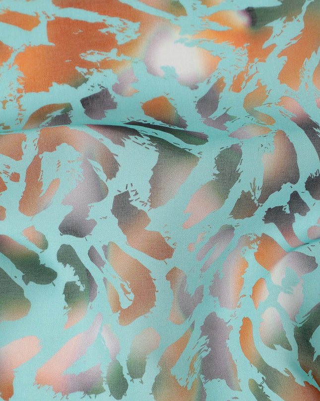 Teal Multicolor Abstract Printed Cotton Voile Fabric Soft Lightweight Breathable Dressmaking Craft Fabric 150 Cms Width Indian Origin-D28620 Regal Fabrics