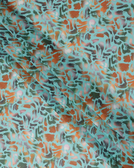 Teal Multicolor Abstract Printed Cotton Voile Fabric Soft Lightweight Breathable Dressmaking Craft Fabric 150 Cms Width Indian Origin-D28620 Regal Fabrics