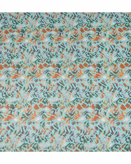Teal Multicolor Abstract Printed Cotton Voile Fabric Soft Lightweight Breathable Dressmaking Craft Fabric 150 Cms Width Indian Origin-D28620 Regal Fabrics
