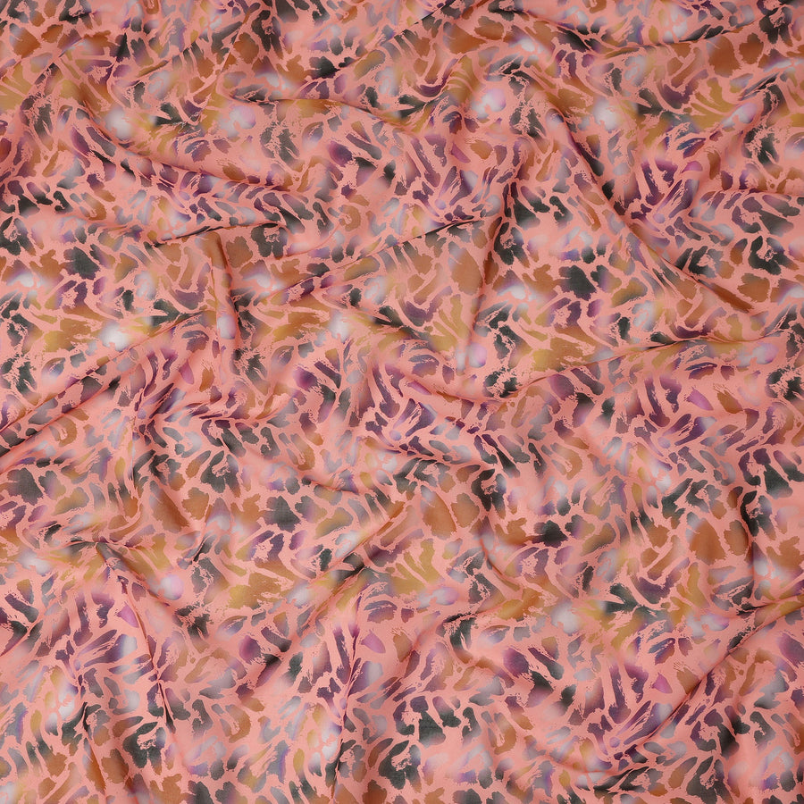 Peach Multicolor Abstract Printed Cotton Voile Fabric Soft Lightweight Breathable Dressmaking Craft Fabric 150 Cms Width Indian Origin-D28621 Regal Fabrics
