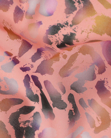 Peach Multicolor Abstract Printed Cotton Voile Fabric Soft Lightweight Breathable Dressmaking Craft Fabric 150 Cms Width Indian Origin-D28621 Regal Fabrics