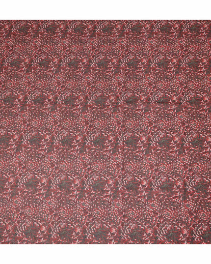 Red Floral Printed Traditional Sudanese Thobe Pure Cotton Voile Fabric 4.5 Meters Length 140 Cms Width Lightweight Breathable Soft Draping Material for Women Ethnic Wear-D28580 - Regal Fabrics