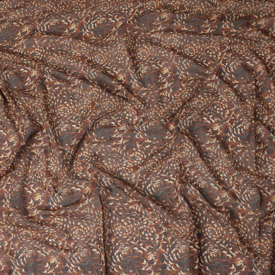 Brown Floral Printed Traditional Sudanese Thobe Pure Cotton Voile Fabric 4.5 Meters Length 140 Cms Width Lightweight Breathable Soft Draping Material for Women Ethnic Wear-D28579 - Regal Fabrics