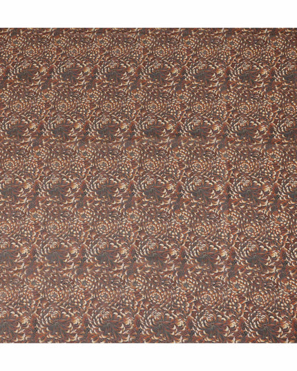 Brown Floral Printed Traditional Sudanese Thobe Pure Cotton Voile Fabric 4.5 Meters Length 140 Cms Width Lightweight Breathable Soft Draping Material for Women Ethnic Wear-D28579 - Regal Fabrics