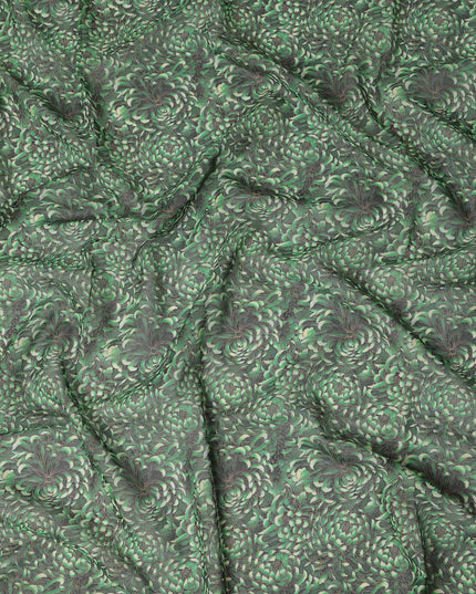 Green Floral Printed Traditional Sudanese Thobe Pure Cotton Voile Fabric 4.5 Meters Length 140 Cms Width Lightweight Breathable Soft Draping Material for Women Ethnic Wear-D28578 - Regal Fabrics
