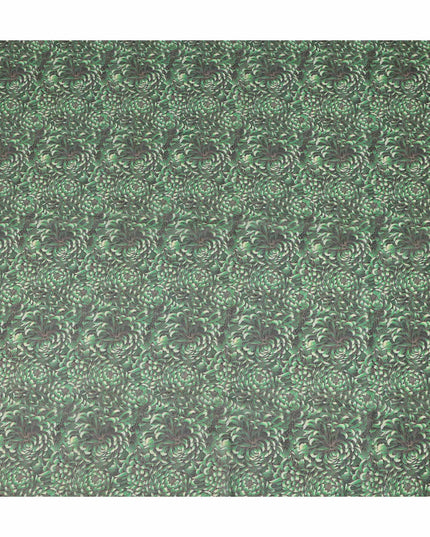 Green Floral Printed Traditional Sudanese Thobe Pure Cotton Voile Fabric 4.5 Meters Length 140 Cms Width Lightweight Breathable Soft Draping Material for Women Ethnic Wear-D28578 - Regal Fabrics