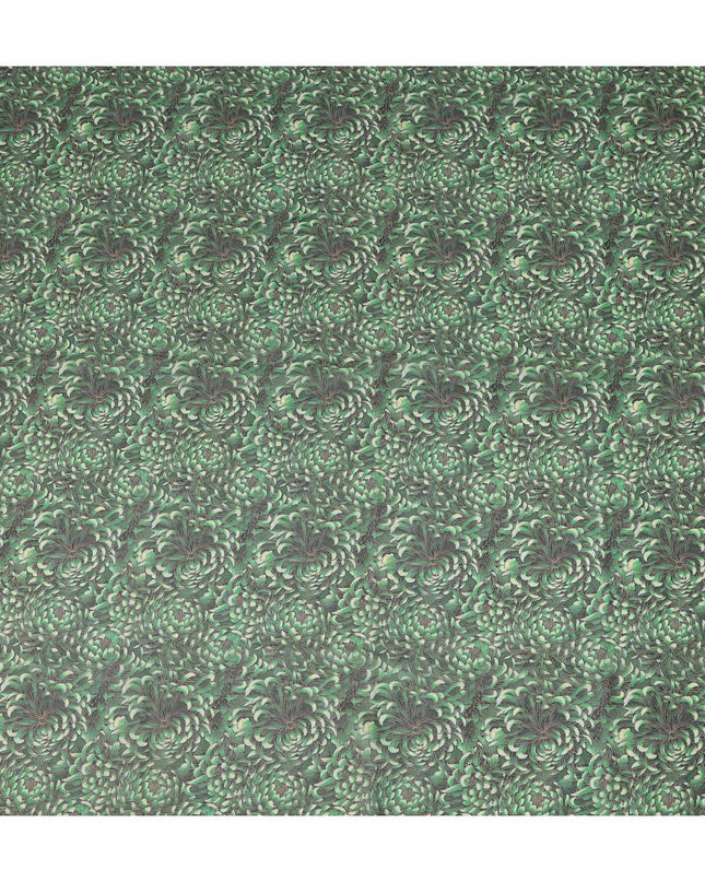 Green Floral Printed Traditional Sudanese Thobe Pure Cotton Voile Fabric 4.5 Meters Length 140 Cms Width Lightweight Breathable Soft Draping Material for Women Ethnic Wear-D28578 - Regal Fabrics