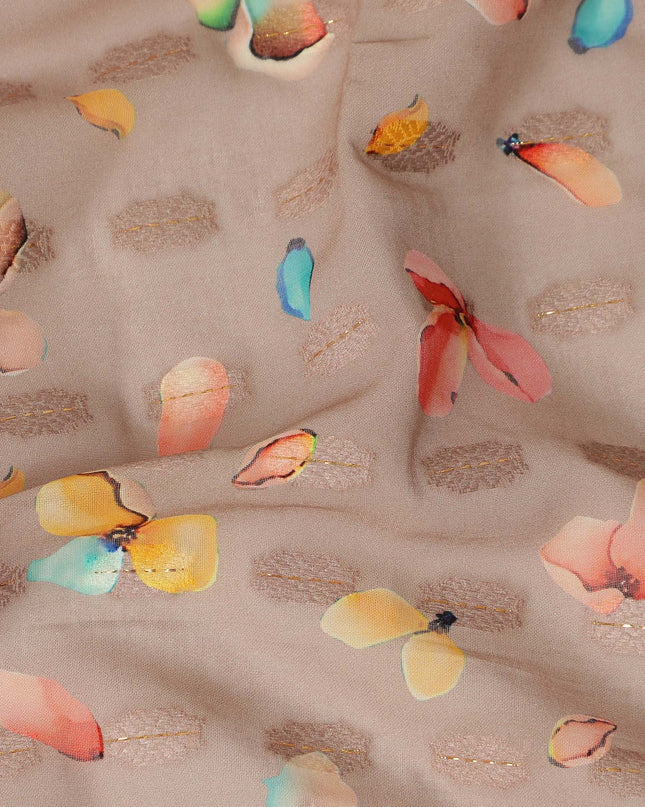 Beige Multicolor Floral Printed Traditional Sudanese Thobe Pure Cotton Voile Fabric 4.5 Meters Length 140 Cms Width Lightweight Breathable Soft Draping Material for Women Ethnic Wear-D28576 - Regal Fabrics