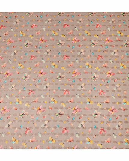 Beige Multicolor Floral Printed Traditional Sudanese Thobe Pure Cotton Voile Fabric 4.5 Meters Length 140 Cms Width Lightweight Breathable Soft Draping Material for Women Ethnic Wear-D28576 - Regal Fabrics