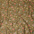 Olive Green Multicolor Floral Printed Traditional Sudanese Thobe Pure Cotton Voile Fabric 4.5 Meters Length 140 Cms Width Lightweight Breathable Soft Draping Material for Women Ethnic Wear-D28577 - Regal Fabrics