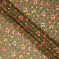 Olive Green Multicolor Floral Printed Traditional Sudanese Thobe Pure Cotton Voile Fabric 4.5 Meters Length 140 Cms Width Lightweight Breathable Soft Draping Material for Women Ethnic Wear-D28577 - Regal Fabrics