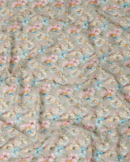 Beige Multicolor Floral Jacquard Cotton Voile Fabric Soft Lightweight Breathable Textured Dressmaking Craft Fabric 150 Cms Width Indian Origin-D28632 Regal Fabrics