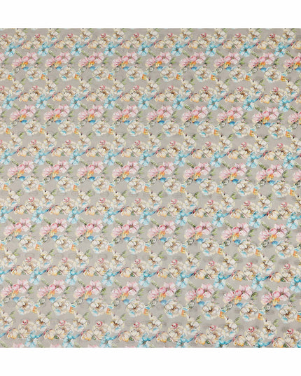 Beige Multicolor Floral Jacquard Cotton Voile Fabric Soft Lightweight Breathable Textured Dressmaking Craft Fabric 150 Cms Width Indian Origin-D28632 Regal Fabrics