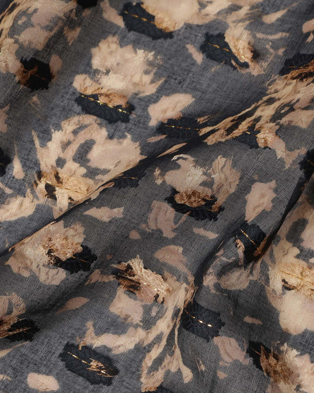 Dark Grey Floral Printed Traditional Sudanese Thobe Pure Cotton Voile Fabric 4.5 Meters Length 140 Cms Width Lightweight Breathable Soft Draping Material for Women Ethnic Wear-D28572 - Regal Fabrics