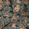 Teal Floral Printed Traditional Sudanese Thobe Pure Cotton Voile Fabric 4.5 Meters Length 140 Cms Width Lightweight Breathable Soft Draping Material for Women Ethnic Wear-D28574 - Regal Fabrics