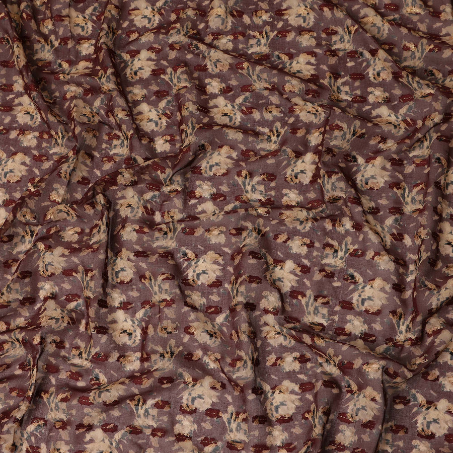 Maroon Floral Printed Traditional Sudanese Thobe Pure Cotton Voile Fabric 4.5 Meters Length 140 Cms Width Lightweight Breathable Soft Draping Material for Women Ethnic Wear-D28573 - Regal Fabrics
