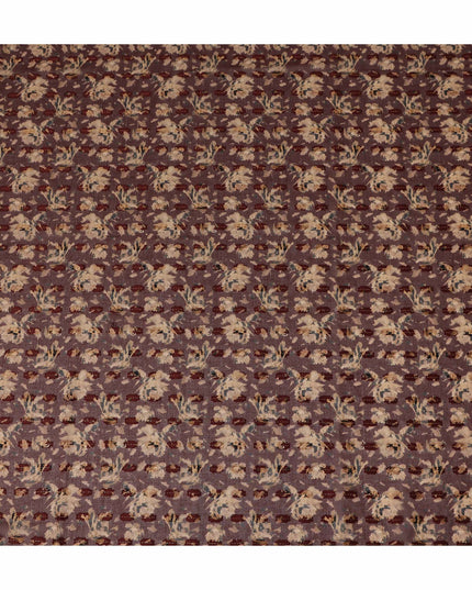 Maroon Floral Printed Traditional Sudanese Thobe Pure Cotton Voile Fabric 4.5 Meters Length 140 Cms Width Lightweight Breathable Soft Draping Material for Women Ethnic Wear-D28573 - Regal Fabrics