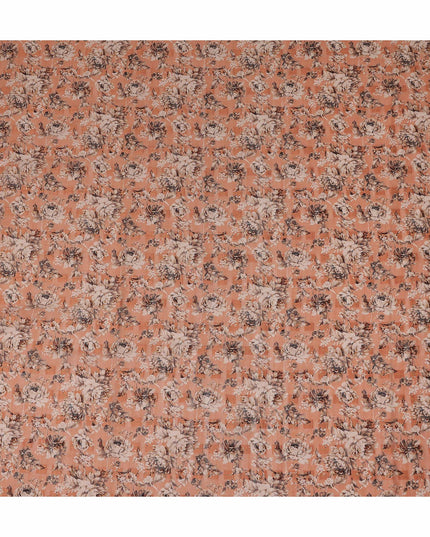 Peach Floral Printed Traditional Sudanese Thobe Pure Cotton Voile Fabric 4.5 Meters Length 140 Cms Width Lightweight Breathable Soft Draping Material for Women Ethnic Wear-D28569 - Regal Fabrics