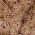 Beige Floral Printed Traditional Sudanese Thobe Pure Cotton Voile Fabric 4.5 Meters Length 140 Cms Width Lightweight Breathable Soft Draping Material for Women Ethnic Wear-D28571 - Regal Fabrics