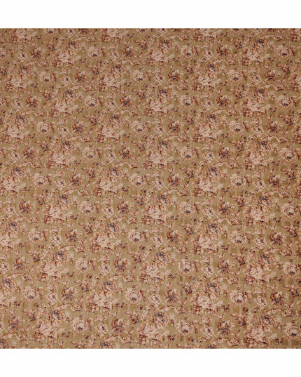 Beige Floral Printed Traditional Sudanese Thobe Pure Cotton Voile Fabric 4.5 Meters Length 140 Cms Width Lightweight Breathable Soft Draping Material for Women Ethnic Wear-D28571 - Regal Fabrics