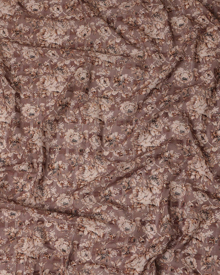 Brown Floral Printed Traditional Sudanese Thobe Pure Cotton Voile Fabric 4.5 Meters Length 140 Cms Width Lightweight Breathable Soft Draping Material for Women Ethnic Wear-D28570 - Regal Fabrics