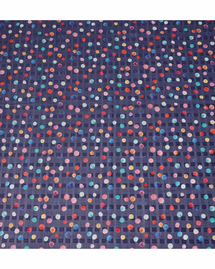 Blue Multicolor Polka Dot Traditional Sudanese Thobe Pure Cotton Voile Fabric 4.5 Meters Length 140 Cms Width Lightweight Breathable Soft Draping Material for Women Ethnic Wear Sewing Craft-D28566 - Regal Fabrics