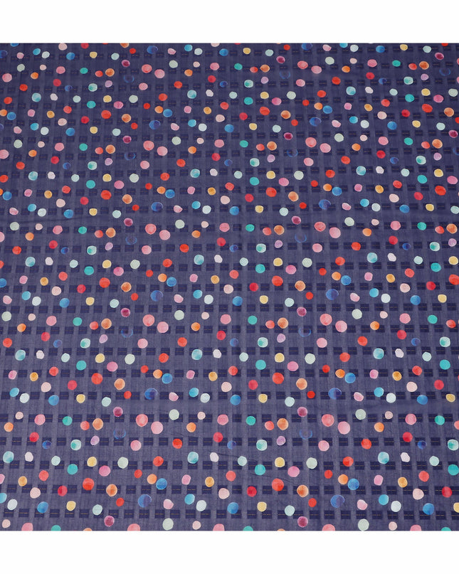 Blue Multicolor Polka Dot Traditional Sudanese Thobe Pure Cotton Voile Fabric 4.5 Meters Length 140 Cms Width Lightweight Breathable Soft Draping Material for Women Ethnic Wear Sewing Craft-D28566 - Regal Fabrics
