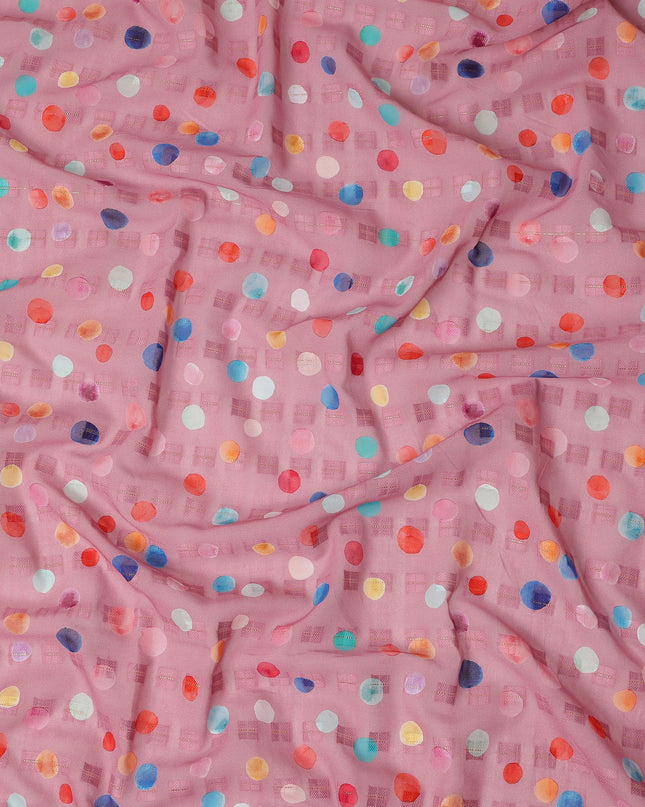 Pink Multicolor Polka Dot Traditional Sudanese Thobe Pure Cotton Voile Fabric 4.5 Meters Length 140 Cms Width Lightweight Breathable Soft Draping Material for Women Ethnic Wear Sewing Craft-D28567 - Regal Fabrics
