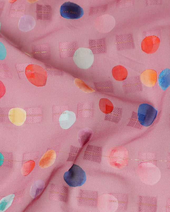 Pink Multicolor Polka Dot Traditional Sudanese Thobe Pure Cotton Voile Fabric 4.5 Meters Length 140 Cms Width Lightweight Breathable Soft Draping Material for Women Ethnic Wear Sewing Craft-D28567 - Regal Fabrics