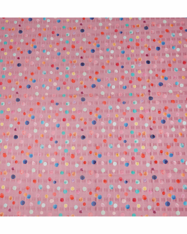 Pink Multicolor Polka Dot Traditional Sudanese Thobe Pure Cotton Voile Fabric 4.5 Meters Length 140 Cms Width Lightweight Breathable Soft Draping Material for Women Ethnic Wear Sewing Craft-D28567 - Regal Fabrics