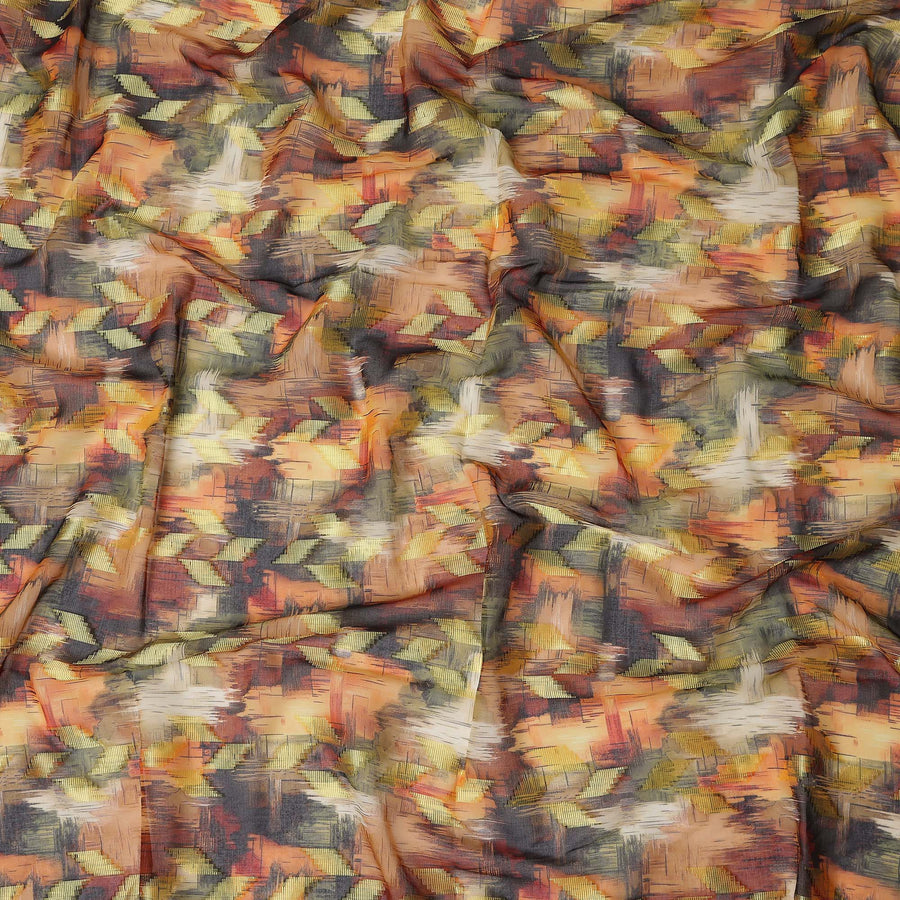 Orange Earthy Abstract Ikat Cotton Voile 150cm