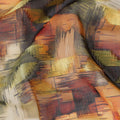 Orange Earthy Abstract Ikat Cotton Voile 150cm