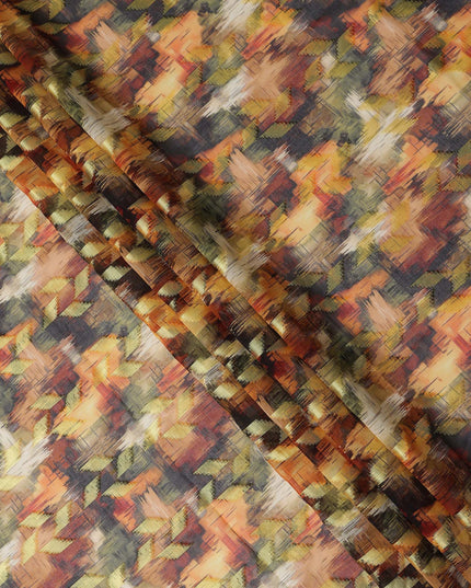 Orange Earthy Abstract Ikat Cotton Voile 150cm
