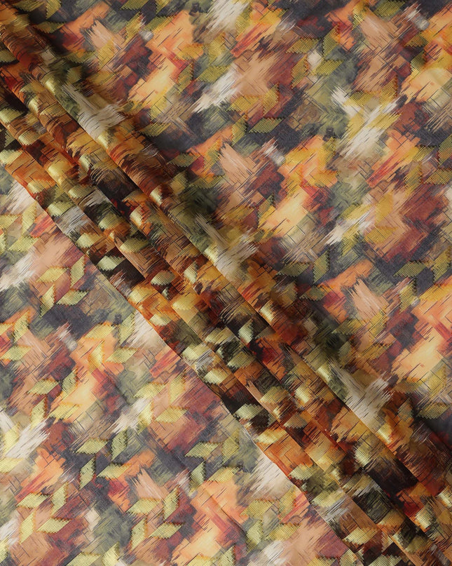 Orange Earthy Abstract Ikat Cotton Voile 150cm