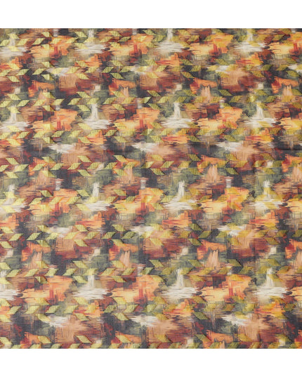 Orange Earthy Abstract Ikat Cotton Voile 150cm