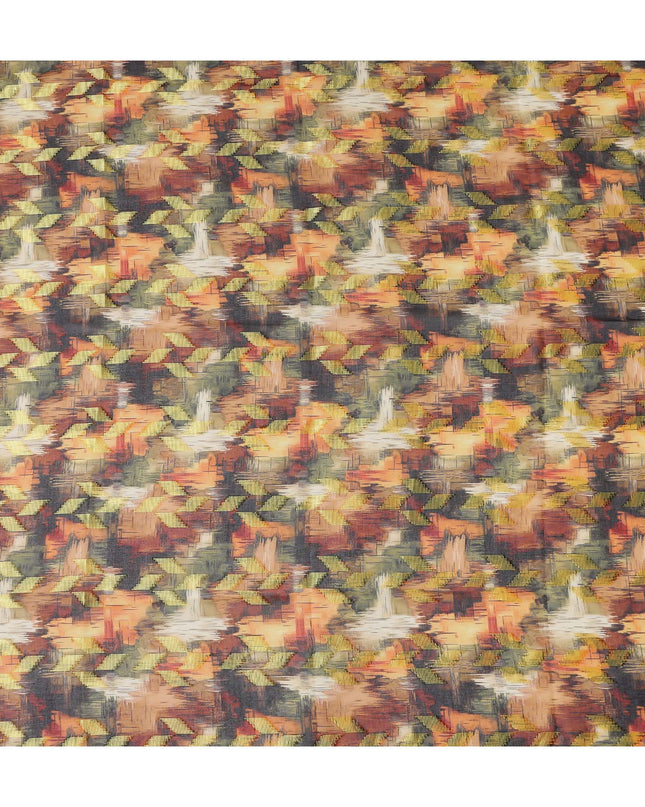 Orange Earthy Abstract Ikat Cotton Voile 150cm