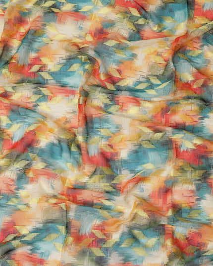 Vibrant Multicolor Abstract Ikat Voile Fabric 150cm