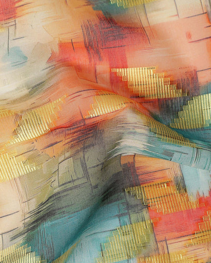 Vibrant Multicolor Abstract Ikat Voile Fabric 150cm