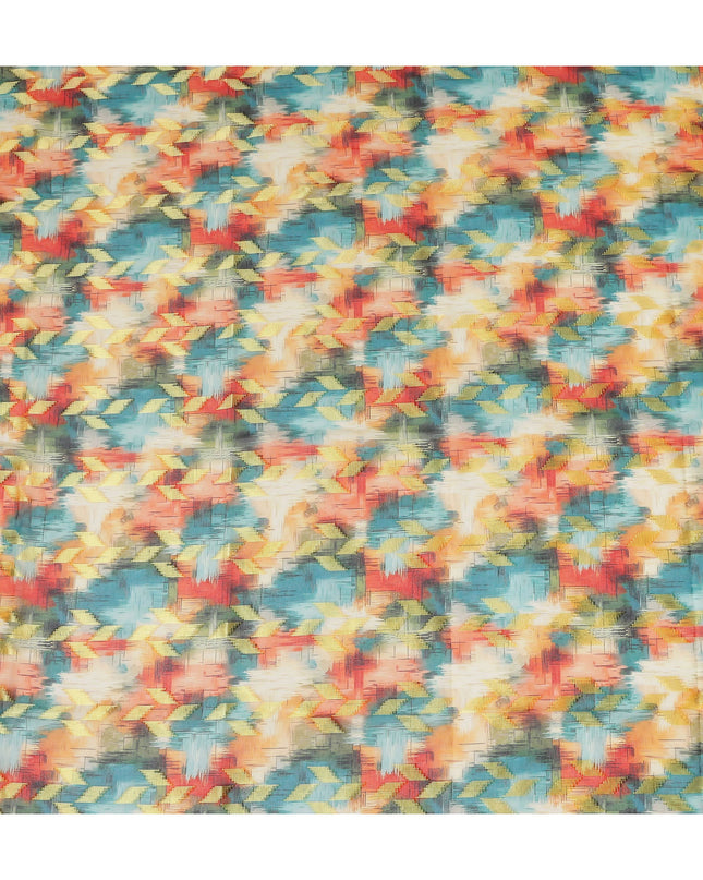 Vibrant Multicolor Abstract Ikat Voile Fabric 150cm