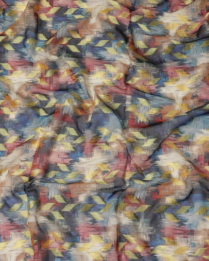 Multicolor Abstract Ikat Cotton Voile Fabric 150cm